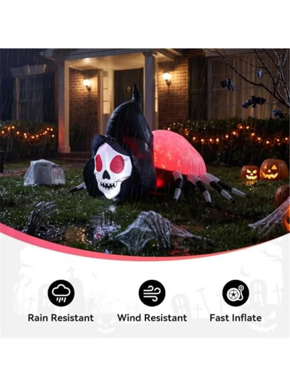 5.7FT Halloween Inflatable Skeleton Spider Outdoor Yard Decor with Magic